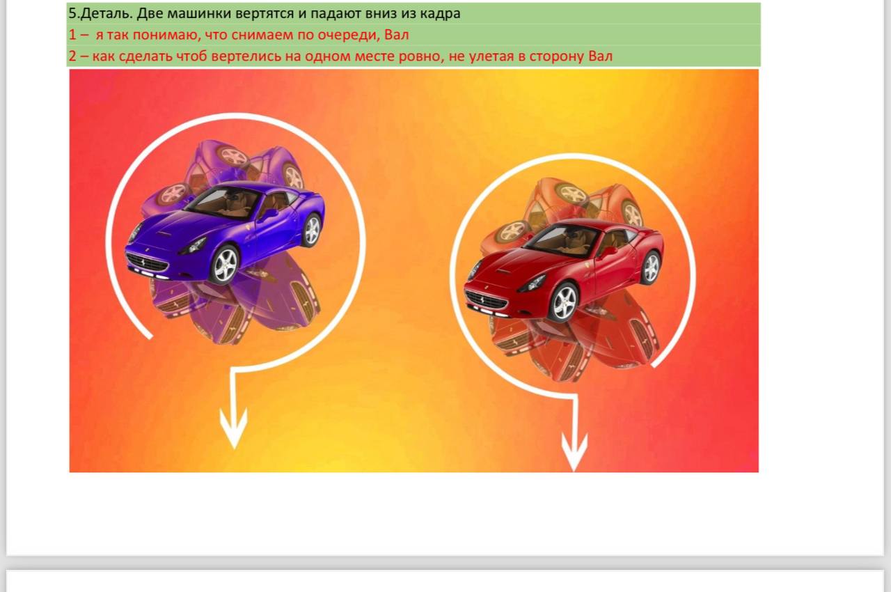 Кадры раскадровки для прешутинга
